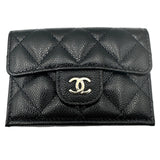 シャネル CHANEL クラシック スモールフラップ ウォレット AP0230 ブラック シルバー金具 キャビアスキン レディース 三つ折り財布