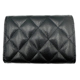 シャネル CHANEL クラシック スモールフラップ ウォレット AP0230 ブラック シルバー金具 キャビアスキン レディース 三つ折り財布