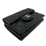 シャネル CHANEL クラシック スモールフラップ ウォレット AP0230 ブラック シルバー金具 キャビアスキン レディース 三つ折り財布