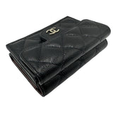 シャネル CHANEL クラシック スモールフラップ ウォレット AP0230 ブラック シルバー金具 キャビアスキン レディース 三つ折り財布