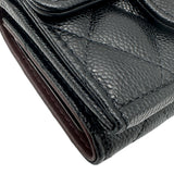 シャネル CHANEL クラシック スモールフラップ ウォレット AP0230 ブラック シルバー金具 キャビアスキン レディース 三つ折り財布