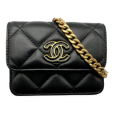 シャネル CHANEL フラップベルトバッグ AP1787 31番台 ブラック ゴールド金具 ラムスキン レディース ウエストバッグ