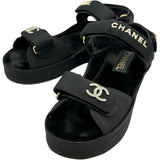 シャネル CHANEL ココマークグログランスポーツサンダル G37456 ブラック グログラン レディース サンダル