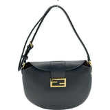 フェンディ FENDI クロワッサン スモール 8BR790 ブラック ゴールド金具 カーフ レディース ショルダーバッグ