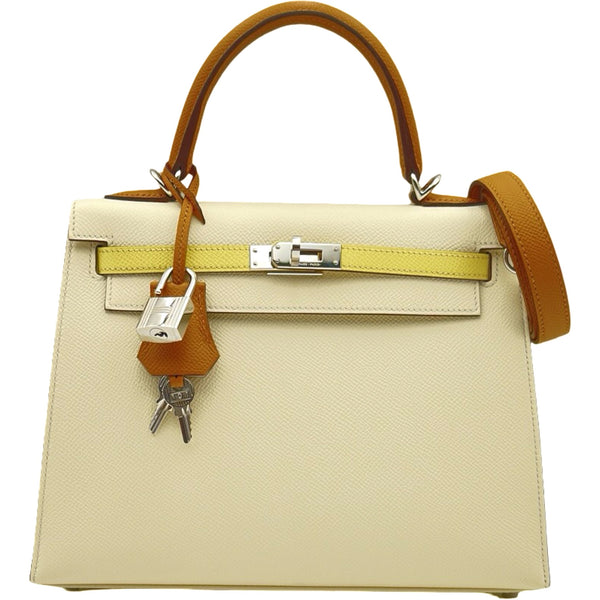 エルメス HERMES ケリー25 外縫い トリコロール Z刻印 ナタ/セサミ
