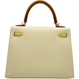 エルメス HERMES ケリー25 外縫い トリコロール Z刻印 ナタ/セサミ/ジョーヌプッサン シルバー金具 エプソン レディース ハンドバッグ