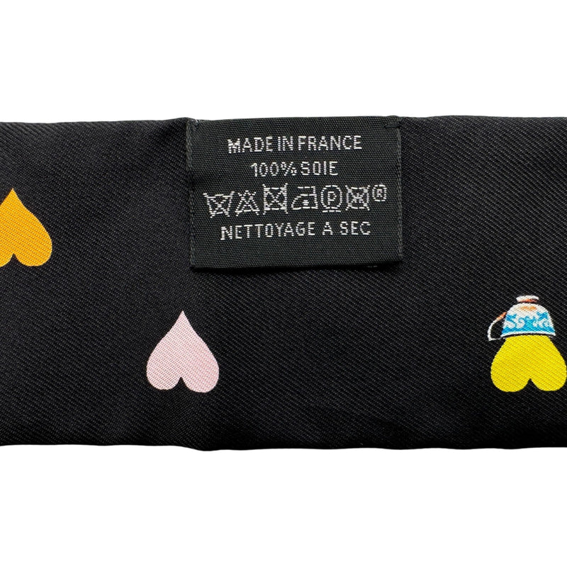 HERMES Twilly Tea Time ツイリー スカーフ ブラック エルメス HERMES ツイリー TEA TIME マルチカラー シルク レディース