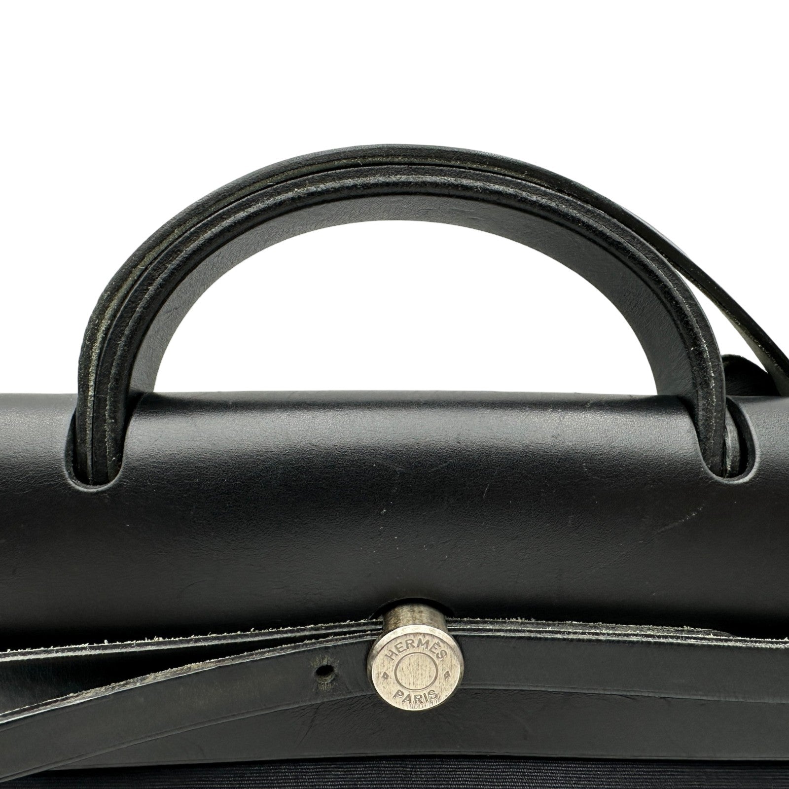 エルメス HERMES エールバッグMM □E刻 ブラック シルバー金具 トワル
