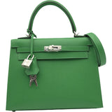 エルメス HERMES ケリー25 外縫い K刻印 カクタス シルバー金具 シェーブル レディース ハンドバッグ ショルダーバッグ