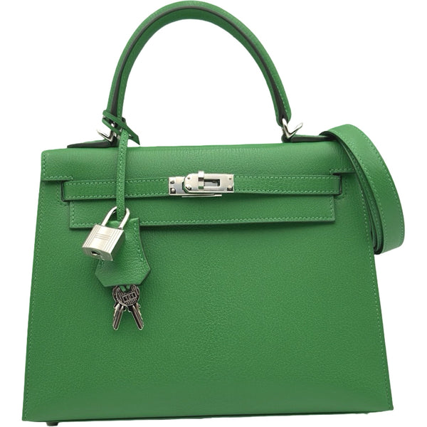 エルメス HERMES ケリー25 外縫い K刻印 カクタス シルバー金具