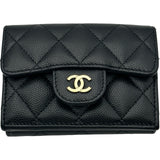 シャネル CHANEL クラシック スモールフラップ ウォレット AP0230 31番台 ブラック キャビア レディース 三つ折り財布