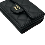 シャネル CHANEL クラシック スモールフラップ ウォレット AP0230 31番台 ブラック キャビア レディース 三つ折り財布