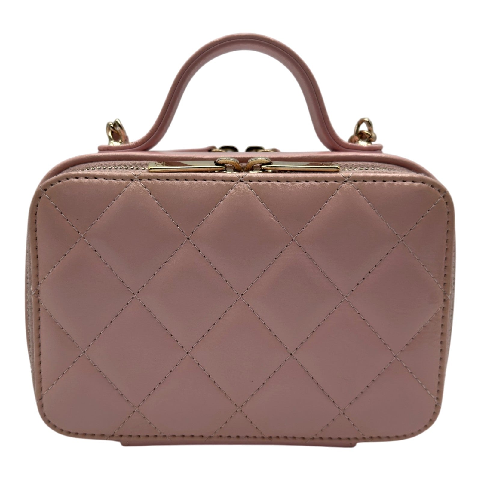 シャネル CHANEL スモール ヴァニティケース ピンク シャイニーカーフ