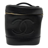 シャネル CHANEL バニティバッグ A01998 5番台 ブラック ゴールド金具 キャビアスキン レディース ハンドバッグ