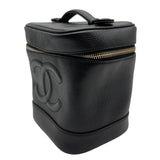 シャネル CHANEL バニティバッグ A01998 5番台 ブラック ゴールド金具 キャビアスキン レディース ハンドバッグ