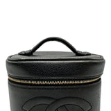 シャネル CHANEL バニティバッグ A01998 9番台 ブラック ゴールド金具 キャビアスキン レディース ハンドバッグ