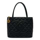 シャネル CHANEL 復刻トート A01804 7番台 ブラック ゴールド金具 キャビアスキン レディース トートバッグ