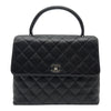 シャネル CHANEL マトラッセ トップハンドル ハンドバッグ A12397 6番台 ブラック シルバー金具 キャビアスキン レディース ハンドバッグ