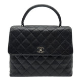 シャネル CHANEL マトラッセ トップハンドル ハンドバッグ A12397 6番台 ブラック シルバー金具 キャビアスキン レディース ハンドバッグ