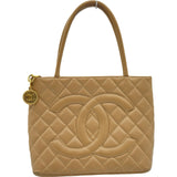 シャネル CHANEL 復刻トート A01804 8番台 ベージュ ゴールド金具 キャビアスキン レディース ハンドバッグ