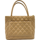 シャネル CHANEL 復刻トート A01804 8番台 ベージュ ゴールド金具 キャビアスキン レディース ハンドバッグ