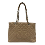 シャネル CHANEL GSTチェーントートバッグ A50995 12番台 ベージュ シルバー金具 キャビアスキン レディース トートバッグ