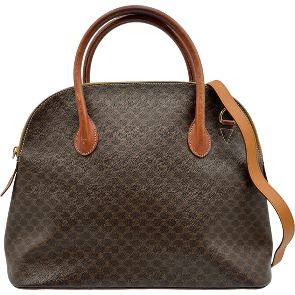美品　セリーヌ　CELINE　マカダム　トートバッグ　ハンドバッグ　ブラウン セリーヌ CELINE マカダム ハンドバッグ ブラウン PVC レディース