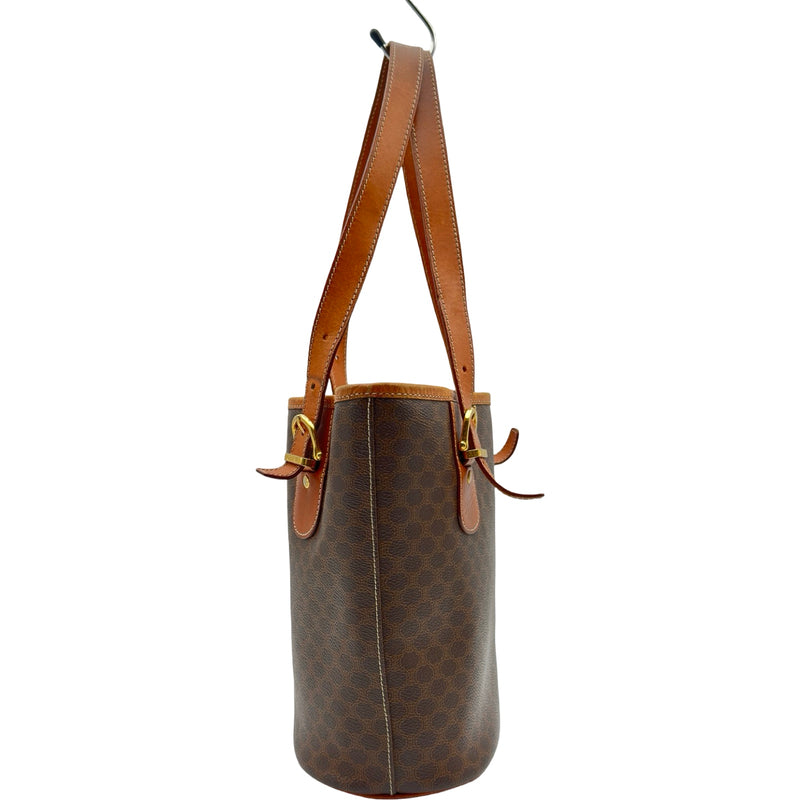 美品　セリーヌ　CELINE　マカダム　トートバッグ　ハンドバッグ　ブラウン セリーヌ CELINE マカダム トートバッグ ブラウン PVC レディース