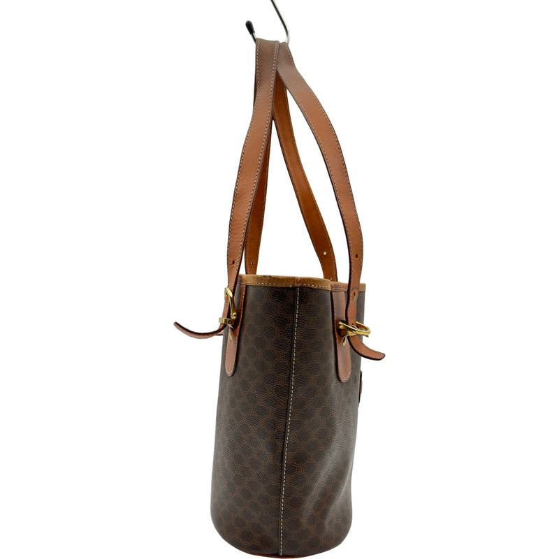 美品　セリーヌ　CELINE　マカダム　トートバッグ　ハンドバッグ　ブラウン セリーヌ CELINE マカダム トートバッグ ブラウン PVC レディース