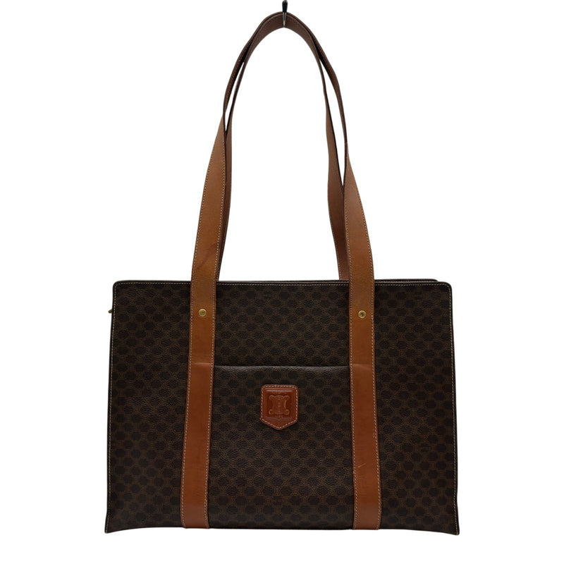 美品　CELINE　セリーヌ　Cマカダム　ダークブラウン　トートバッグ　ビジネス セリーヌ CELINE マカダム トートバッグ ブラウン PVC/レザー
