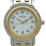 エルメス HERMES クリッパー CL4.220 ホワイト ゴールドメッキ/ステンレススチール クオーツ レディース 腕時計