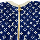 ルイ・ヴィトン LOUIS VUITTON モノグラムタウアリング ノースリーブワンピース FNDR62 ブルー ベロア レディース ワンピース