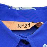 ヌメロヴェントゥーノ N21 花柄シルクシャツワンピース H1225501 ブルー シルク レディース ワンピース