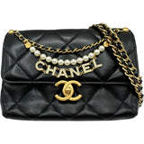 シャネル CHANEL マトラッセロゴチャームチェーンショルダー AS4986 ブラック ゴールド金具 ラムスキン レディース ショルダーバッグ