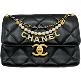 シャネル CHANEL マトラッセロゴチャームチェーンショルダー AS4986 ブラック ゴールド金具 ラムスキン レディース ショルダーバッグ