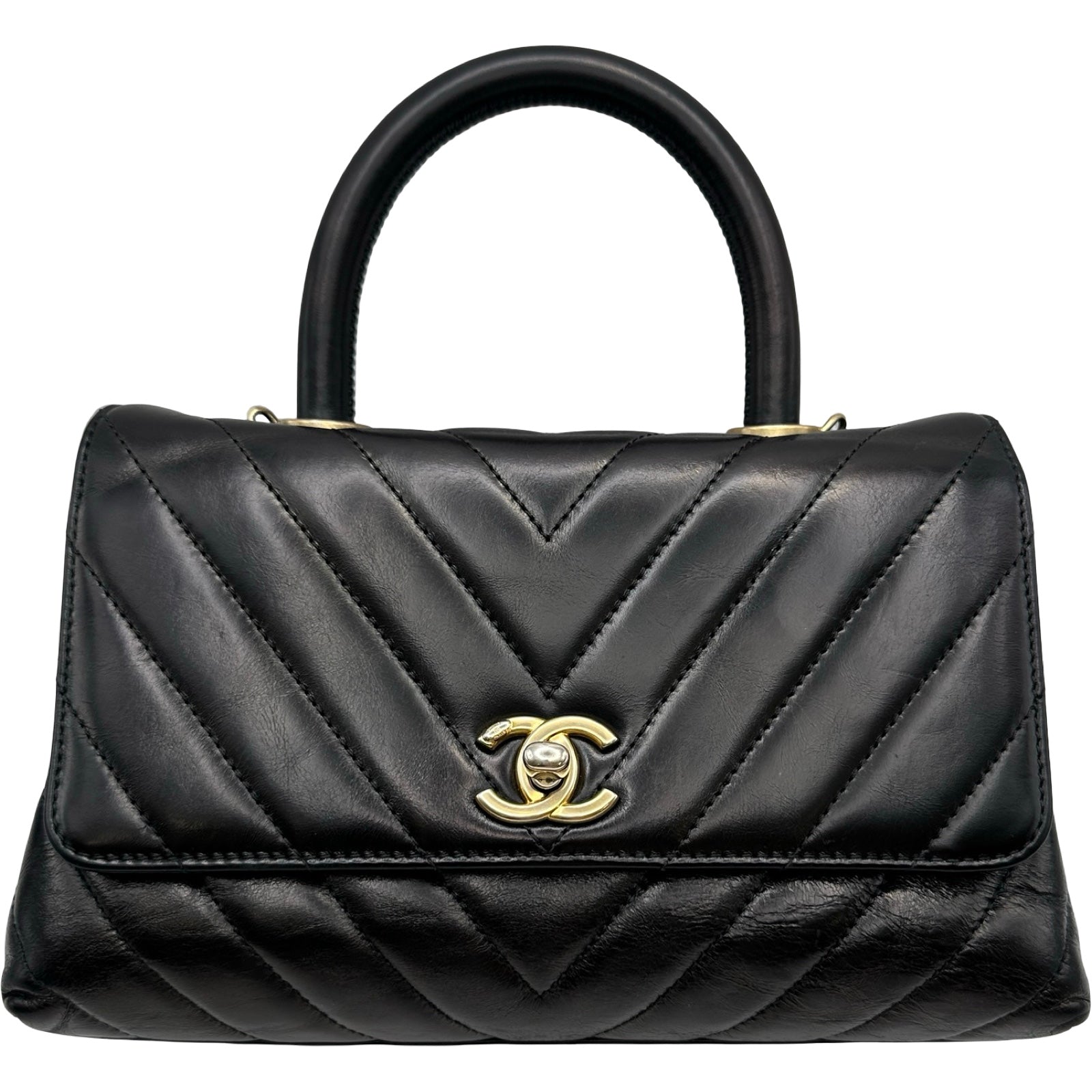 シャネル CHANEL ココハンドルXS Vステッチ A92990 ブラック ゴールド
