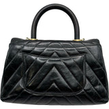 シャネル CHANEL ココハンドルXS Vステッチ A92990 ブラック ゴールド金具 カーフスキン レディース ショルダーバッグ