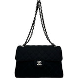 シャネル CHANEL マトラッセダブルフェイスチェーンショルダー 4番台 ブラック　 シルバー金具 コットンジャージー レディース ショルダーバッグ