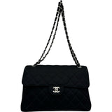 シャネル CHANEL マトラッセダブルフェイスチェーンショルダー 4番台 ブラック　 シルバー金具 コットンジャージー レディース ショルダーバッグ