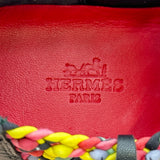 エルメス HERMES ラッシュ レザー編み込みスリッポン ブラック スウェード レディース スリッポン