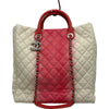 シャネル CHANEL ココマーク2WAYチェーントート 17番台 アイボリー/ピンク シルバー金具 キャビアスキン レディース ショルダーバッグ