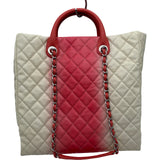 シャネル CHANEL ココマーク2WAYチェーントート 17番台 アイボリー/ピンク シルバー金具 キャビアスキン レディース ショルダーバッグ