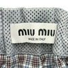 ミュウミュウ miu miu メッシュレイヤード調チェックプリーツスカート MG2467 ブルー コットン レディース スカート
