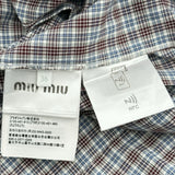ミュウミュウ miu miu メッシュレイヤード調チェックプリーツスカート MG2467 ブルー コットン レディース スカート