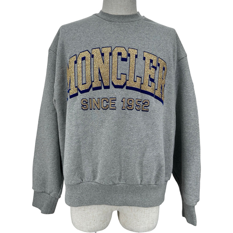 MONCLERモンクレールスウェット トレーナー グレー モンクレール MONCLER ラメロゴスウェットシャツ グレー コットン