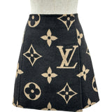 ルイ・ヴィトン LOUIS VUITTON ジャイアントモノグラムAラインミニスカート FKSK06 ブラック ウール レディース ミニスカート