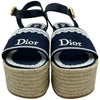 クリスチャン・ディオール Christian Dior Dentelle オブリーク ウェッジサンダル KDO704DET ネイビー コットン レディース サンダル