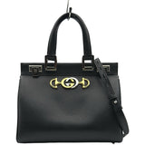 グッチ GUCCI ズゥミ スモール 569712 ブラック シルバー金具 レザー レディース ハンドバッグ ショルダーバッグ