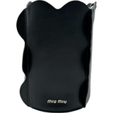 ミュウミュウ miu miu フラワー バケットバッグ 5BE516 ブラック レザー レディース ショルダーバッグ