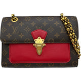 ルイ・ヴィトン LOUIS VUITTON ヴィクトワール M41731 ブラウン/レッド モノグラム・キャンバス レディース ショルダーバッグ